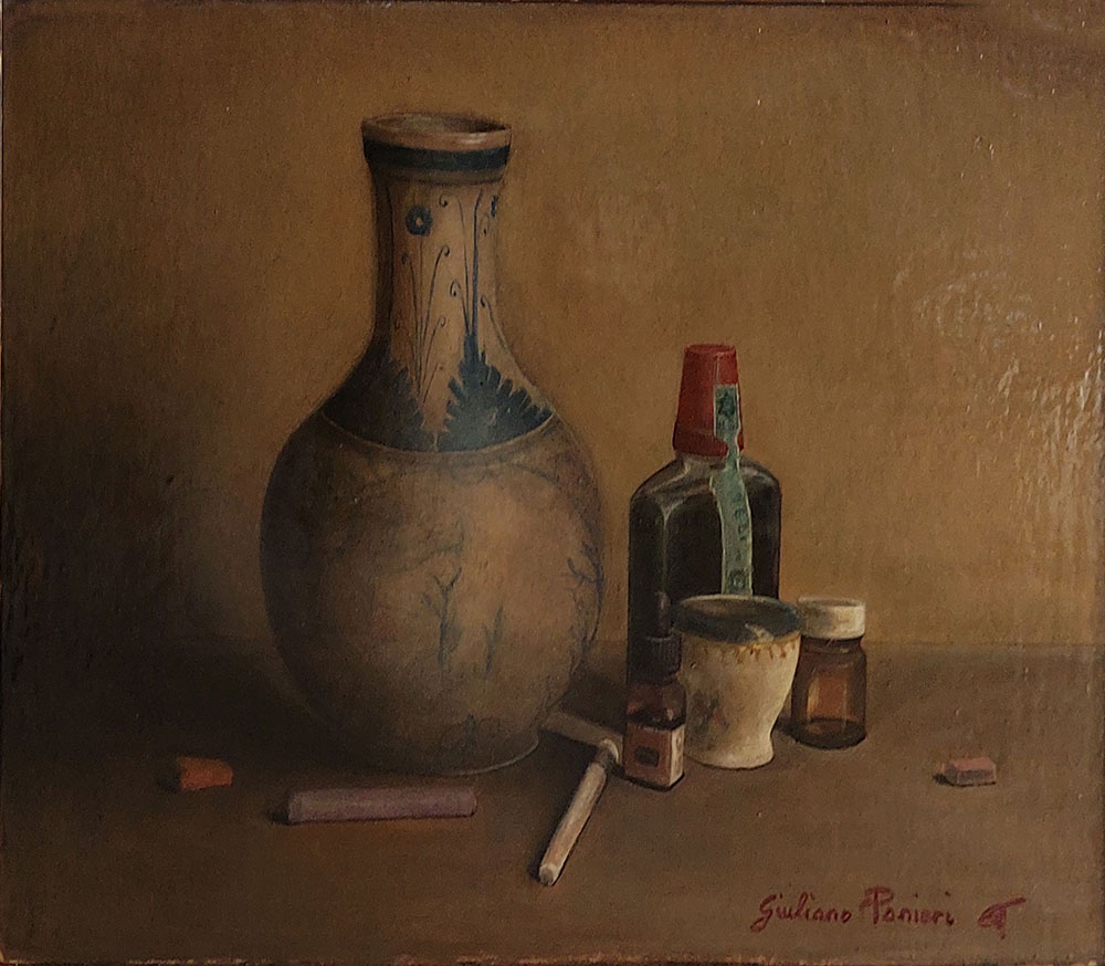 Giuliano Panieri (1941) — Il vaso antico e bottigliette | Aste Dolomia