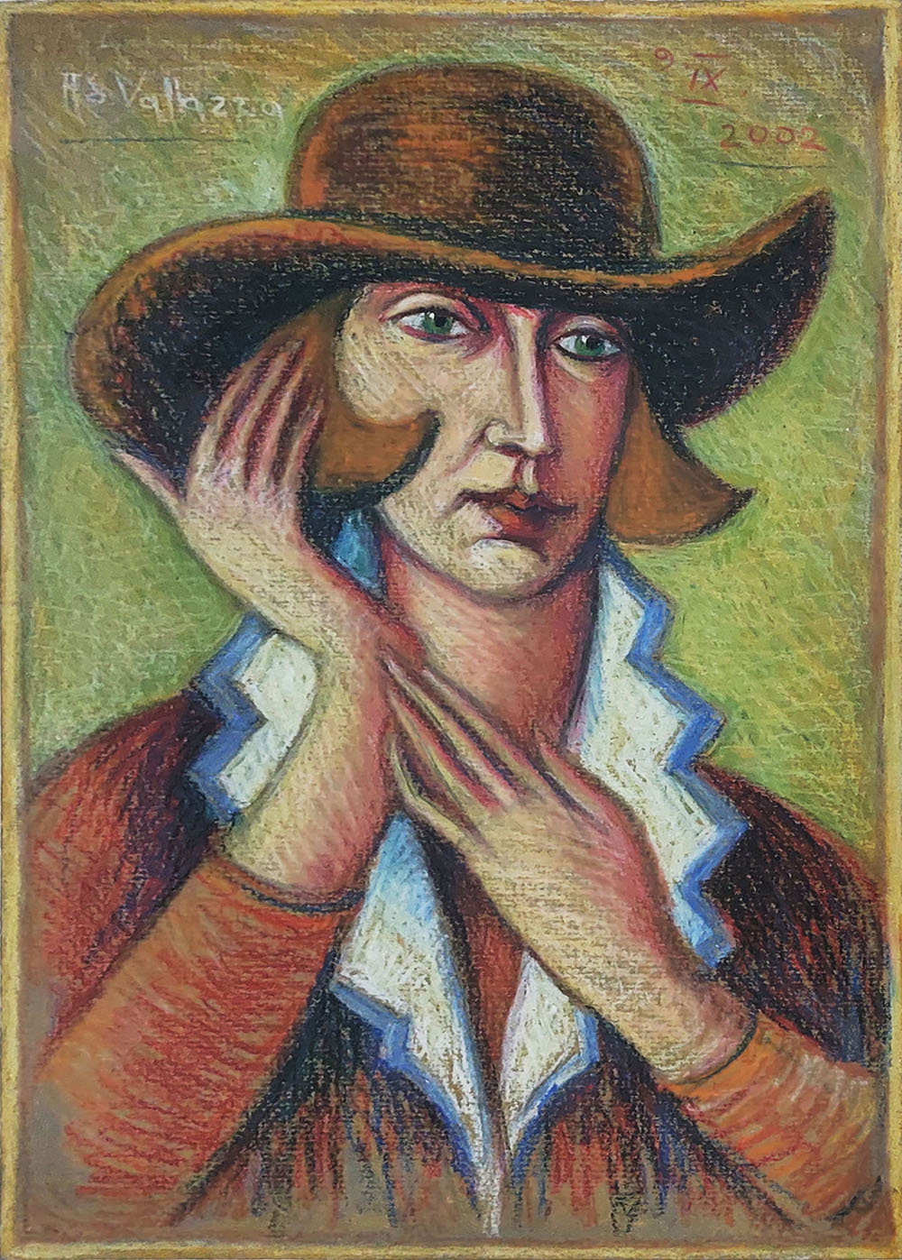 Adolf Vallazza (1924) — Ritratto femminile con cappello | Aste Dolomia