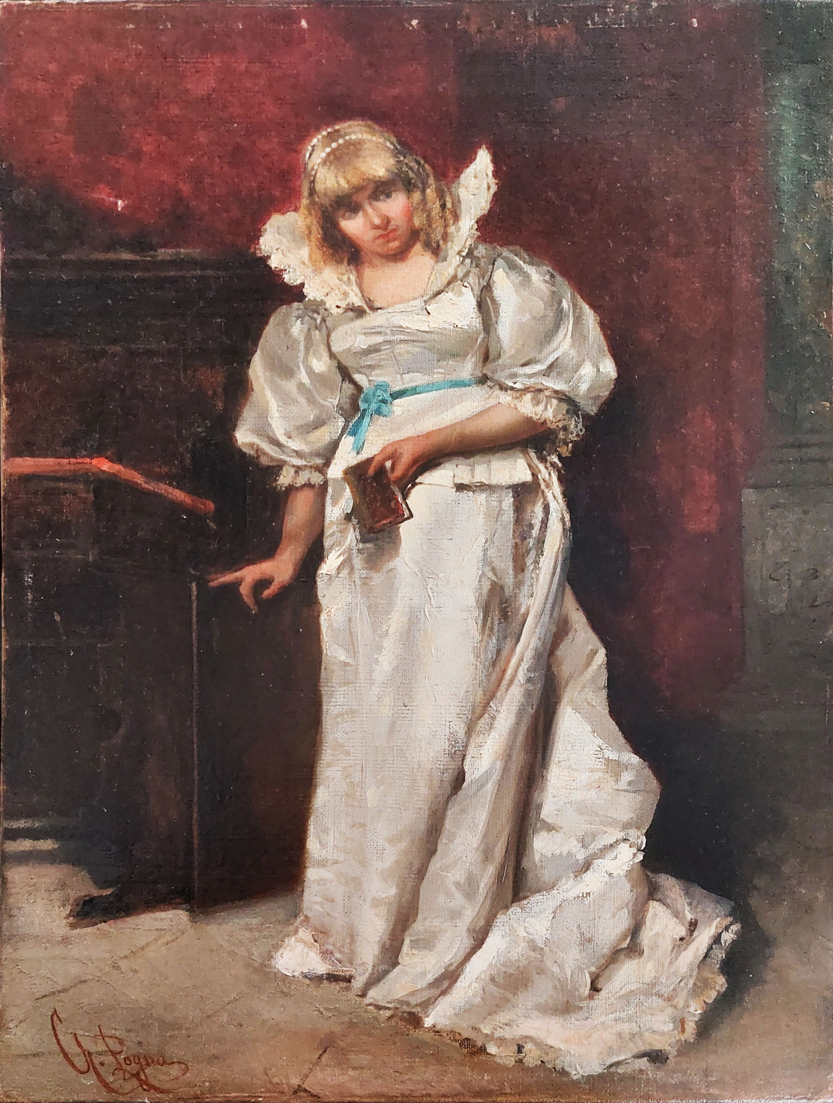 Giuseppe Pogna (1845-1907) — Ritratto di dama in costume seicentesco | Aste Dolomia